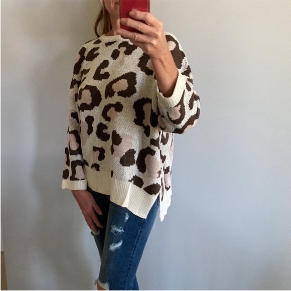 Animal Print Dolman Sleeve Oversized Fit Sweater - Picture 7 of 13